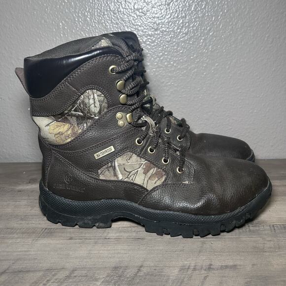 Game Winner Mens Waterproof Hunting Boots Leather / Camo Lace Up Size 10.5 - Picture 2 of 10
